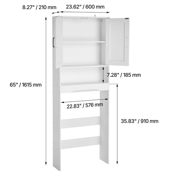 Över-toalett förvaringsskåp, 171,3x81,5x19,5 cm, vit, badrumsförvaring