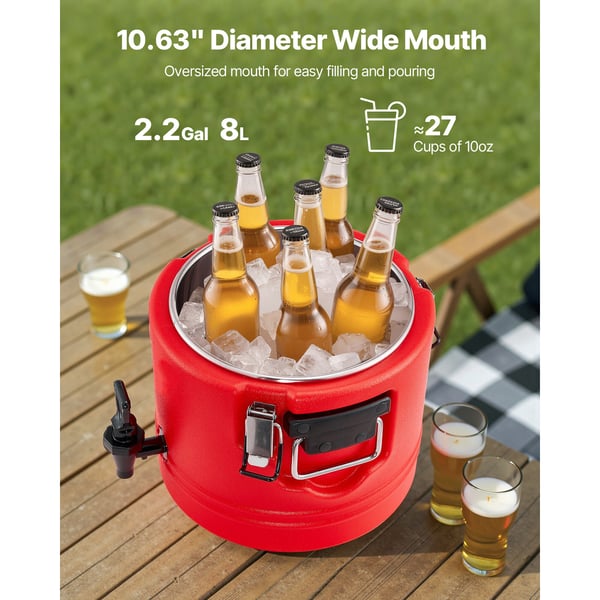 Isoleret drikkevaredispenser, 29.5x29.5x27.5 cm, rustfrit stål