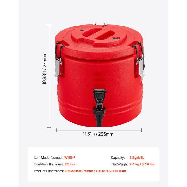 Isoleret drikkevaredispenser, 29.5x29.5x27.5 cm, rustfrit stål