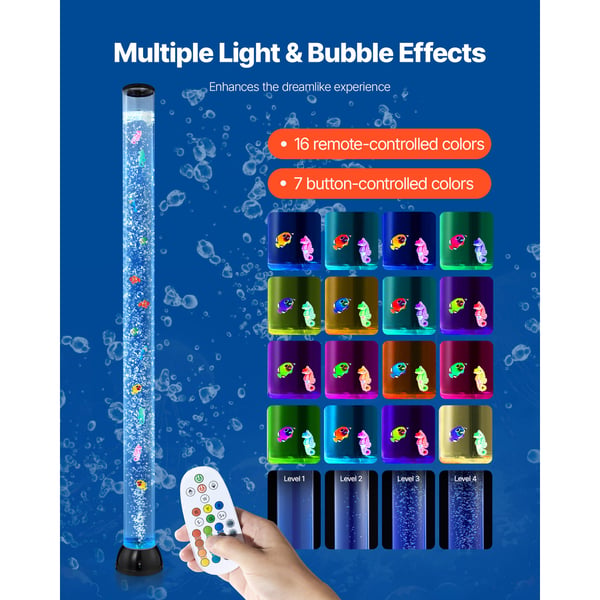 Bubble Tube Lampa, 16-färgs Sensoriskt Akvarielampa, 15.5x151 cm, Lugnande