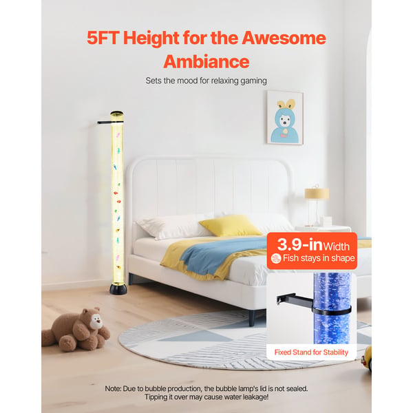Bubble Tube Lampa, 16-färgs Sensoriskt Akvarielampa, 15.5x151 cm, Lugnande
