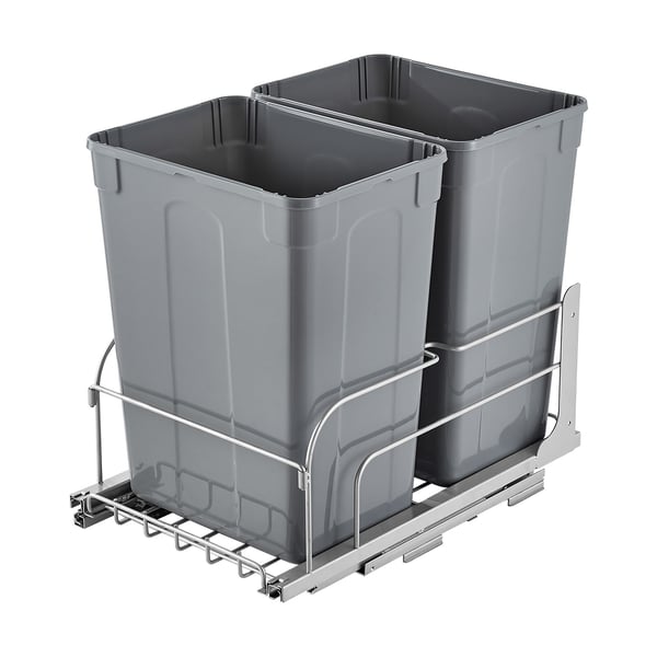 Utdragbar soptunna, 35x56x49 cm, grå, dubbel behållare, extra robust
