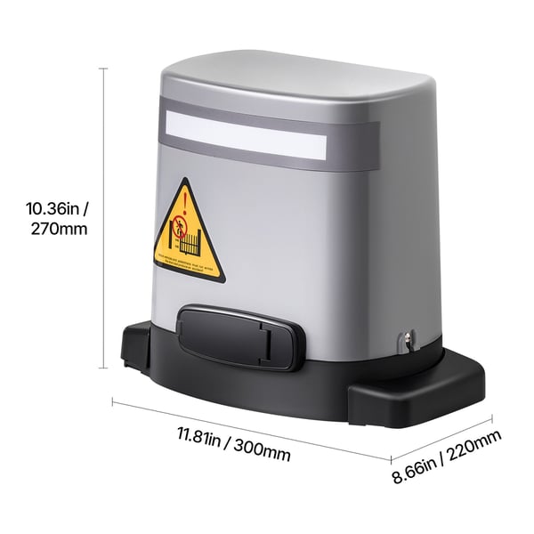 Skydedørsåbner, 280W elektrisk, 300x220x270 mm, solcelledrevet