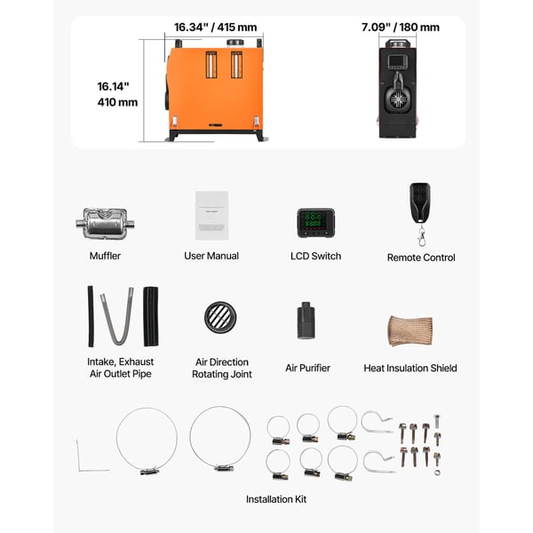 Diesel luftvarmer, 41.5x18x41 cm, orange