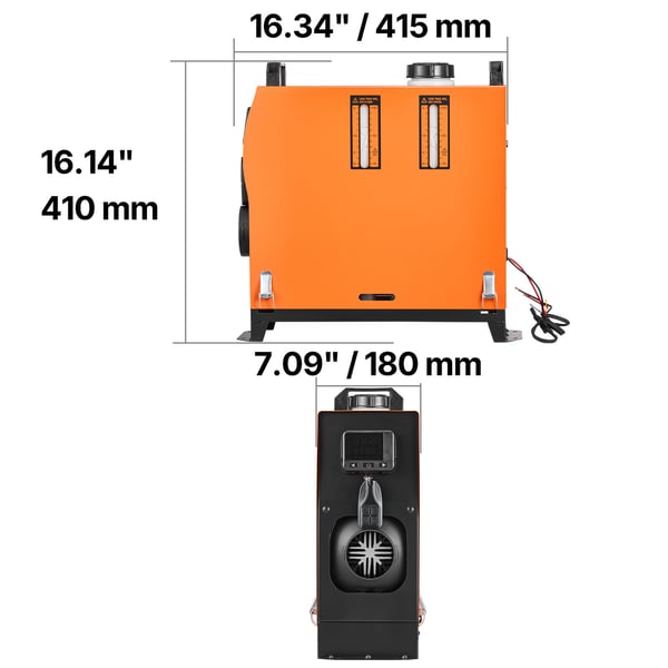 Diesel luftvarmer, 41.5x18x41 cm, orange