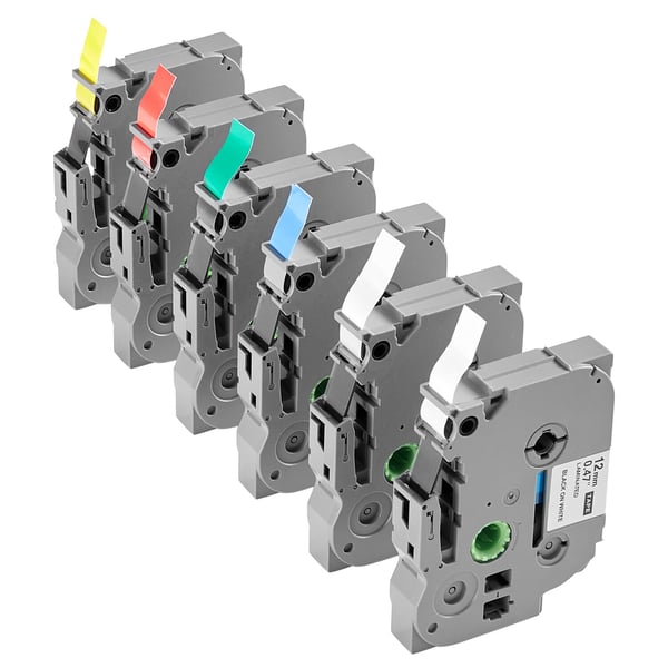Etikettband 6-pack, 12 mm, färgad PET, 88x67x16 mm