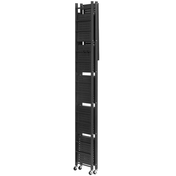 Opbevaringsreol, 6-niveaus sammenklappelig metal, 61x30x183 cm, sort, sammenklappelig