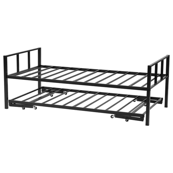 Dagbädd med utdragbar säng, 203x104x73.5 cm, Svart, Metall