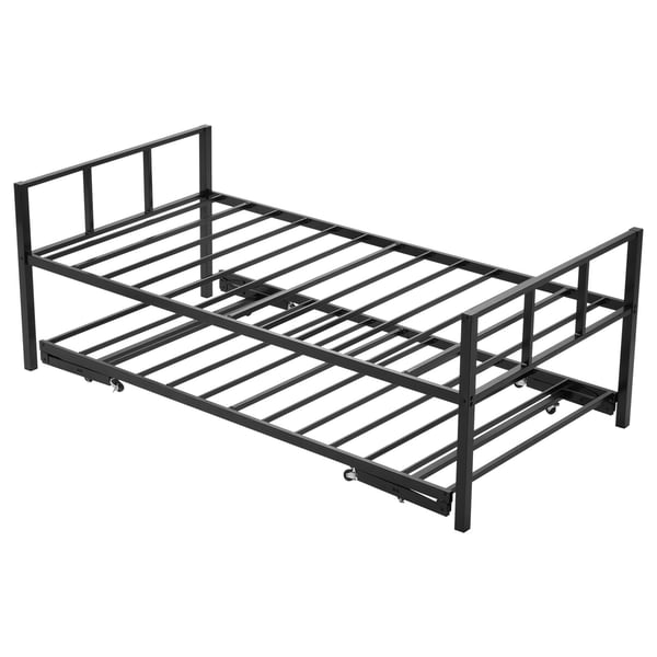 Dagbädd med utdragbar säng, 203x104x73.5 cm, Svart, Metall