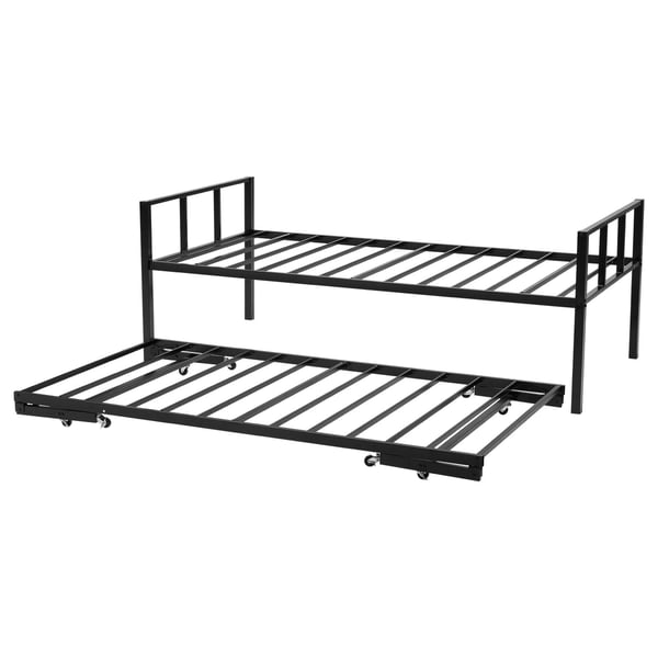Dagbädd med utdragbar säng, 203x104x73.5 cm, Svart, Metall