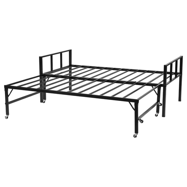 Dagbädd med utdragbar säng, 203x104x73.5 cm, Svart, Metall