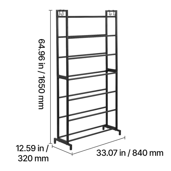 Filamentopbevaringsreol, 7 niveauer, 84x32x165 cm, Sort, Kulstofstål