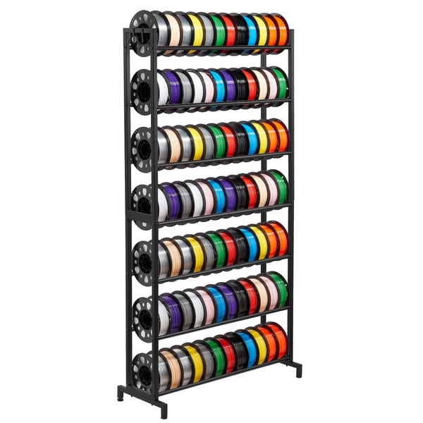 Filamentopbevaringsreol, 7 niveauer, 84x32x165 cm, Sort, Kulstofstål