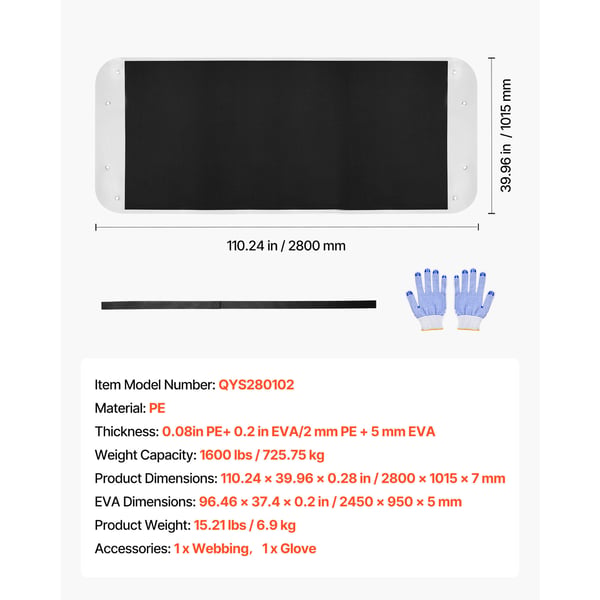 Yard Drag Sled, 280x101,5 cm, Tunga arbetsuppgifter, PE