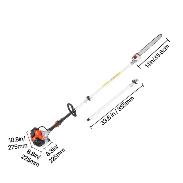Bensindriven stångsåg, 35,6 cm svärd, förlängningsbar 2,2x2,94 m
