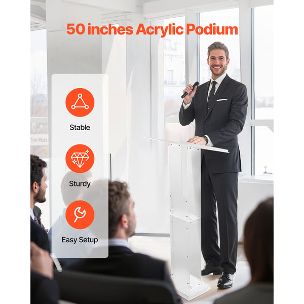 Podieholder, Akryl Talerstol 126,5 cm, 60x40 cm, Transparent, Opbevaring
