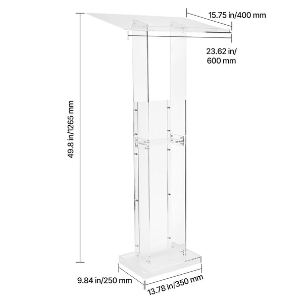 Podieholder, Akryl Talerstol 126,5 cm, 60x40 cm, Transparent, Opbevaring