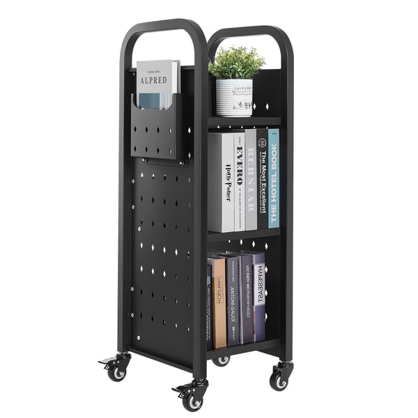 Biblioteksvagn, 32x35x93,5 cm, Svart, Stål
