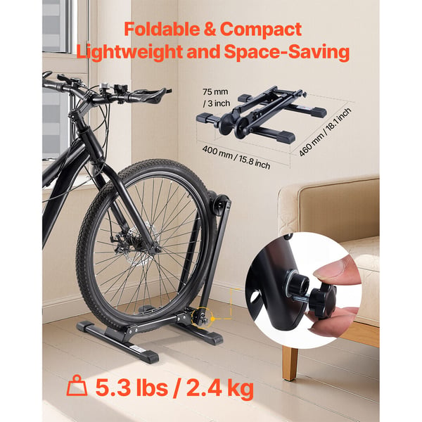 Cykelstativ, 40x36,5x44,5 cm, Sort, Legeret stål, Sammenklappelig opbevaring