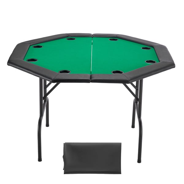 Pokertable, 8-spelare fällbart oktagonalt bord, 126x126x75 cm, svart, hopfällbar