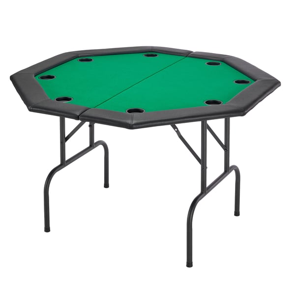 Pokerbord, 8-personers foldbart ottekantet bord, 126x126x75 cm, sort, sammenklappeligt