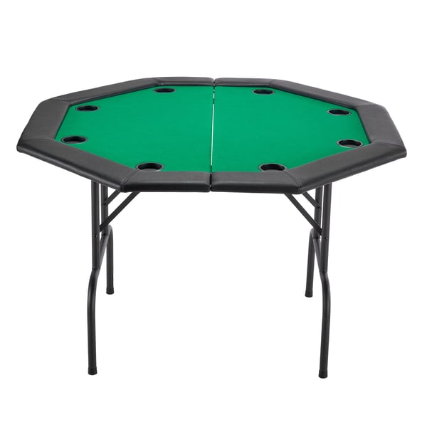 Pokerbord, 8-personers foldbart ottekantet bord, 126x126x75 cm, sort, sammenklappeligt