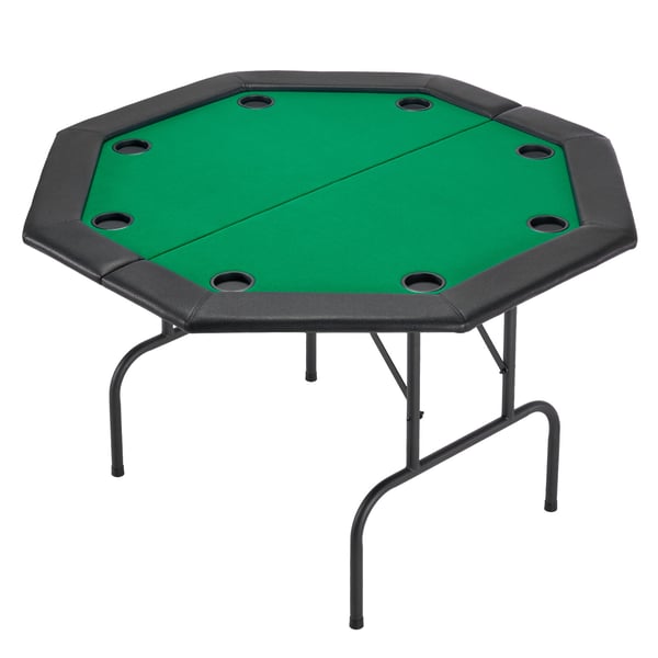 Pokerbord, 8-personers foldbart ottekantet bord, 126x126x75 cm, sort, sammenklappeligt