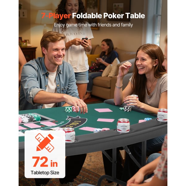 Pokertable, 183x82,5x75,5 cm, Fällbar, Metall, Filt
