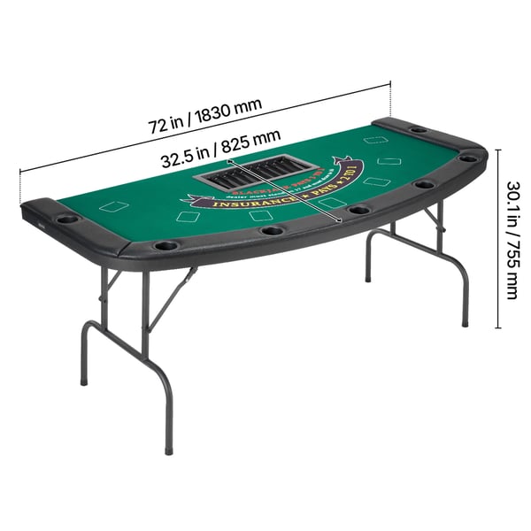 Pokertable, 183x82,5x75,5 cm, Fällbar, Metall, Filt