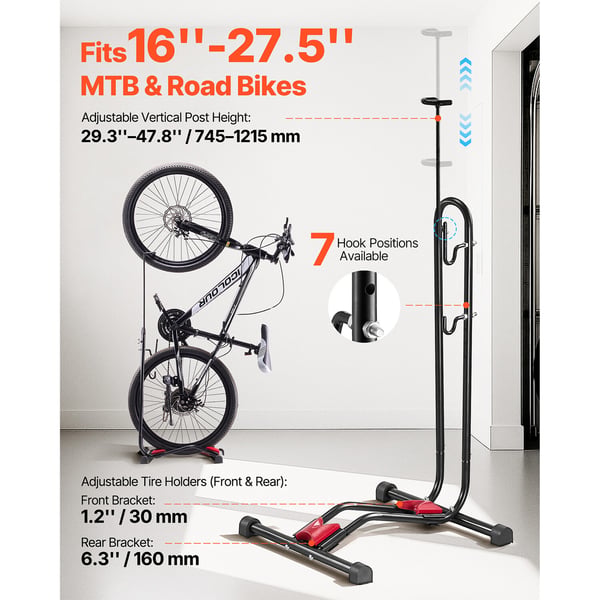Cykelstativ, 45.5x41.2x121.5 cm, Sort, Kulstofstål