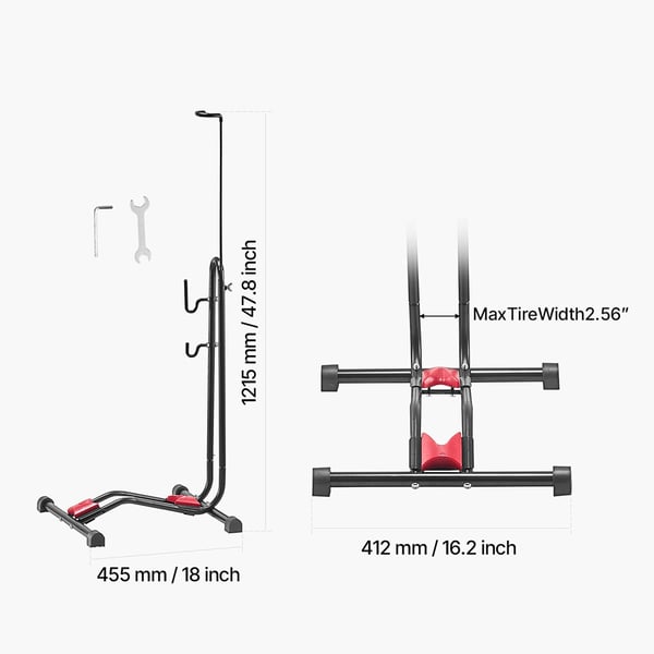 Cykelstativ, 45.5x41.2x121.5 cm, Sort, Kulstofstål