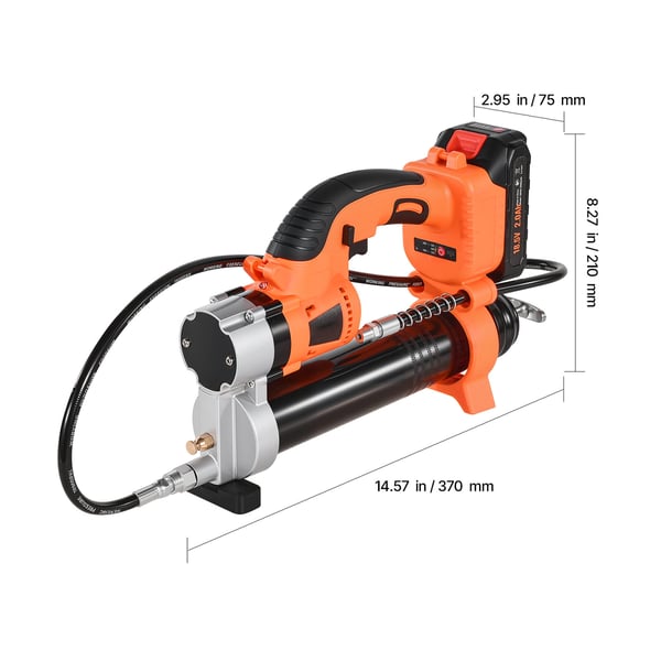 Sladdlös fettpistol 37x21x7.5 cm 20V 8000 PSI, elverktyg