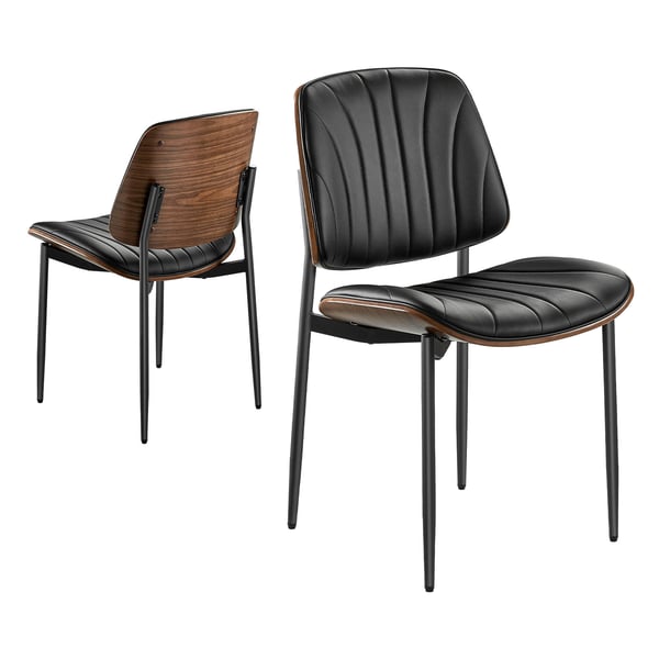 Spisestuestole sæt af 2, 49,5x54,8x81 cm, Sort, Polstret læder Spisestuestole sæt af 2, 49,5x54,8x81 cm, Sort, Polstret læder