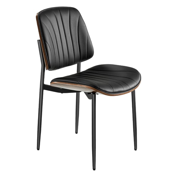 Spisestuestole sæt af 2, 49,5x54,8x81 cm, Sort, Polstret læder