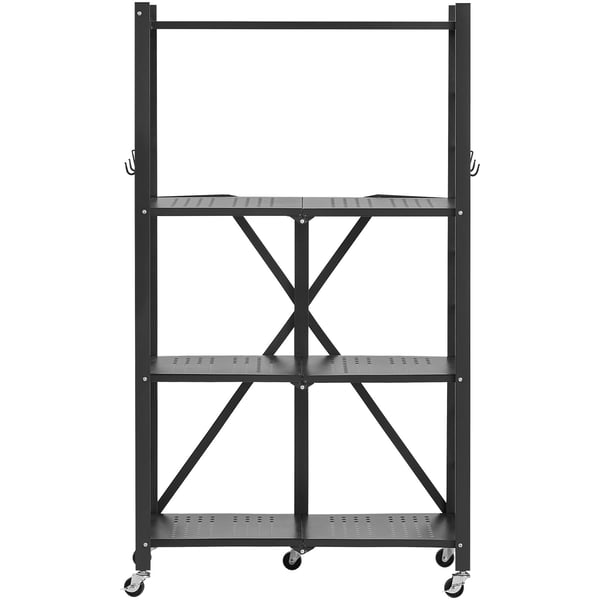 Opbevaringsreol, 66x33x117 cm, Sort, Metal, Sammenklappelig