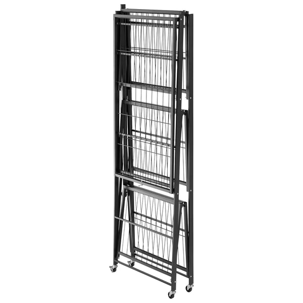 Opbevaringshylde, 4-niveaus sammenklappelig metalreol, 91x53x152 cm, sort