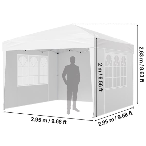 Pavillon, 2,95x2,95x2,63 m, højdejusterbar, udendørs ly