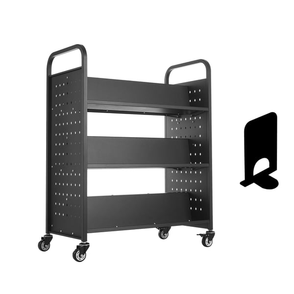 Biblioteksvagn, 97x51,5x122,5 cm, Svart, Stål