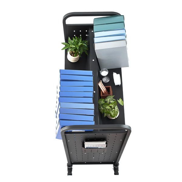Biblioteksvagn, 97x51,5x122,5 cm, Svart, Stål