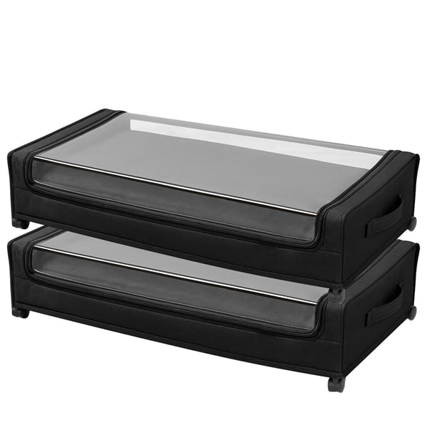 Opbevaringsboks under sengen, 77x47x17,3 cm, klar, med hjul, opbevaring
