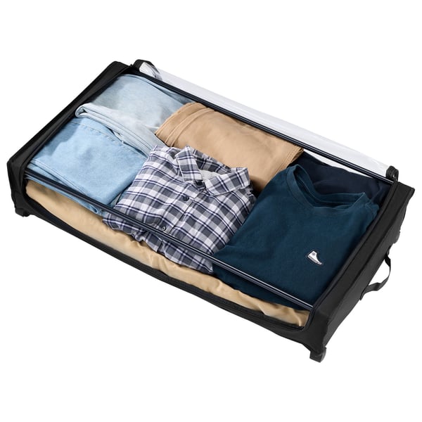 Opbevaringsboks under sengen, 77x47x17,3 cm, klar, med hjul, opbevaring