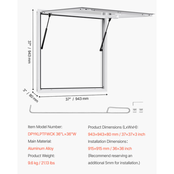 Serveringsvindue, 92x92 cm, aluminiumlegering, udleveringsvindue, regnvandsresistent