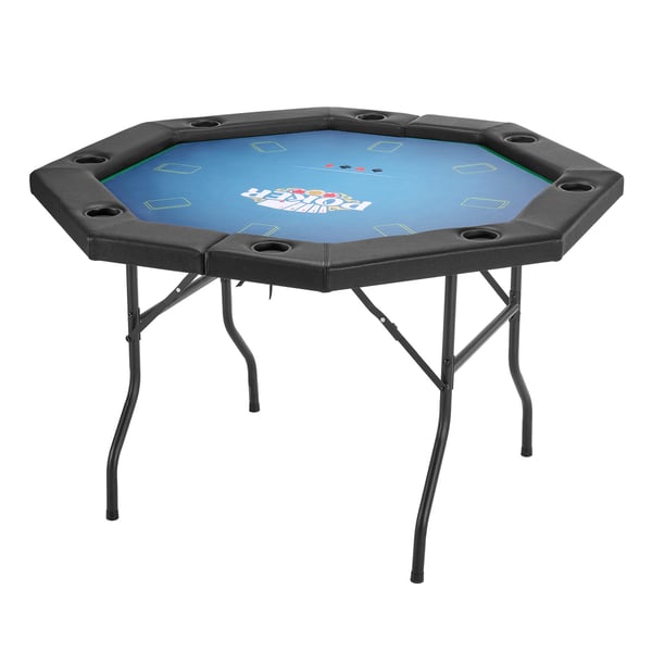 Pokerbord, 8-personers foldbart ottekantet bord, 132,5x132,5x76,5 cm, sort, metalben