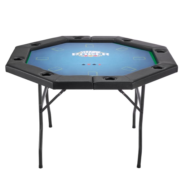 Pokerbord, 8-personers foldbart ottekantet bord, 132,5x132,5x76,5 cm, sort, metalben