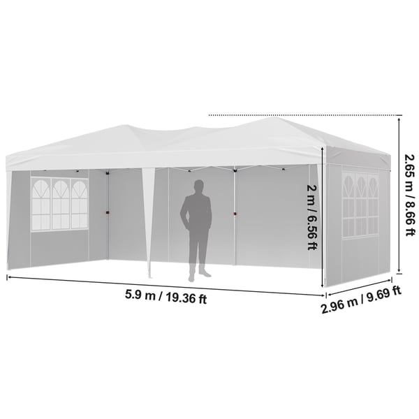 Pavillon, 5,9x2,96 m, højdejusterbar, udendørs ly