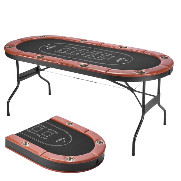 Pokerbord, 183x82x72 cm, Fällbart, Metall, Filt