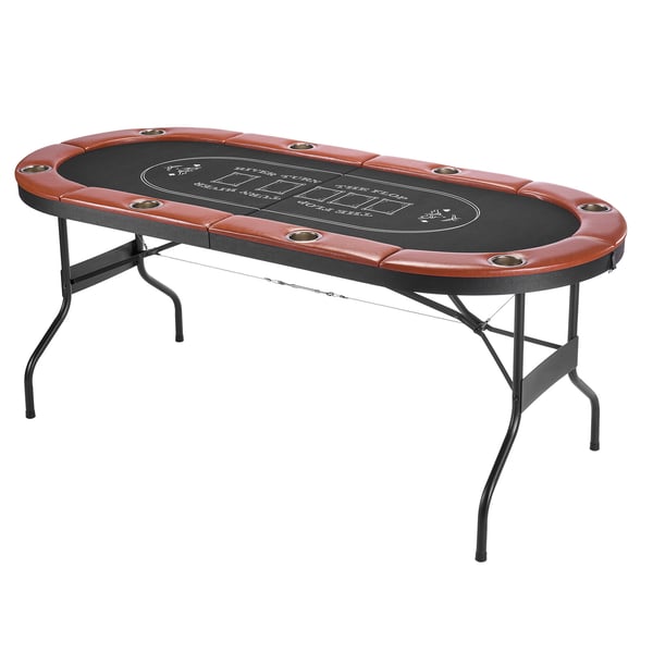 Pokerbord, 183x82x72 cm, Sammenklappelig, Metal, Filt