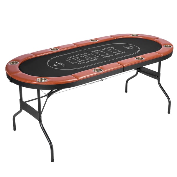 Pokerbord, 183x82x72 cm, Sammenklappelig, Metal, Filt