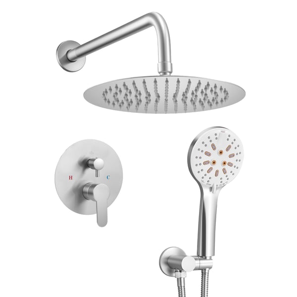 Duschblandare set, 53x24.5x14.5 cm, Borstad nickel, Mässing