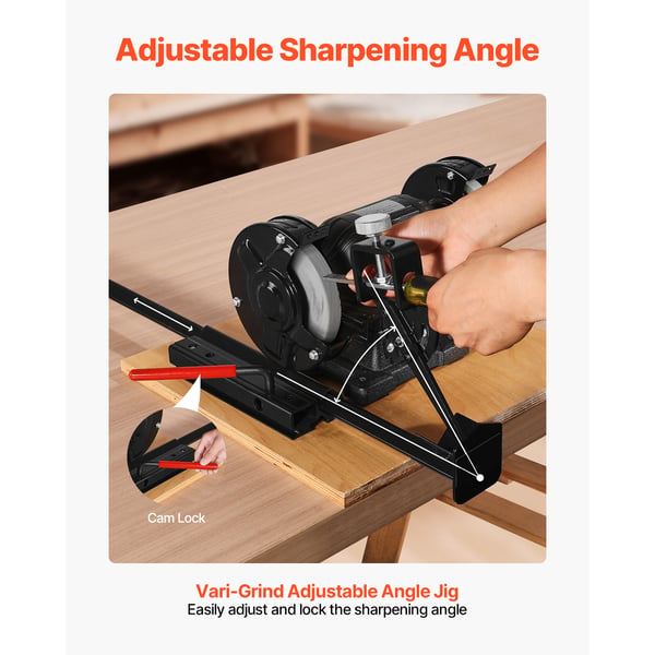 Slibejig-sæt, Multi-Grind System, til 6x15,2x20,3 cm bænkslibere, sort, aluminiumlegering